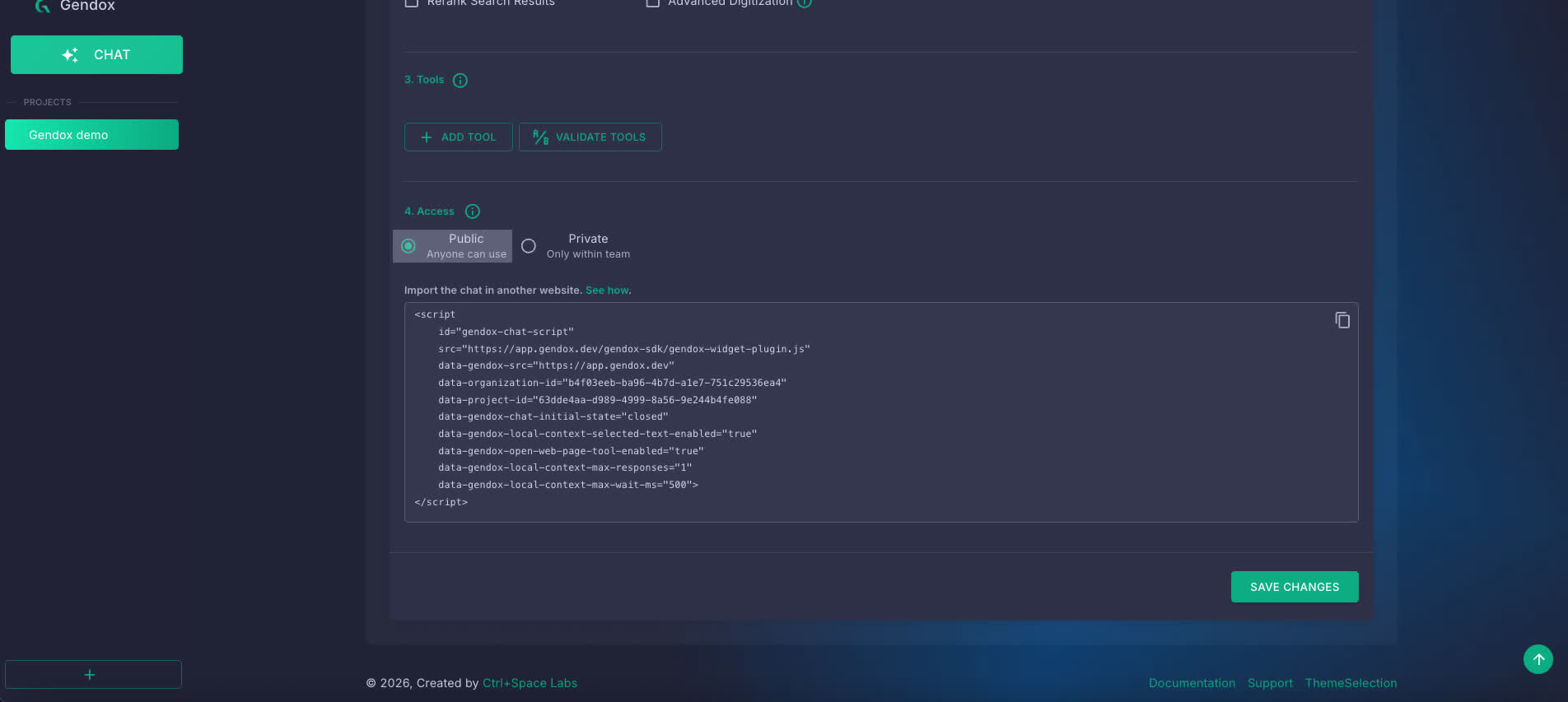 Set the AI agent Access to Public