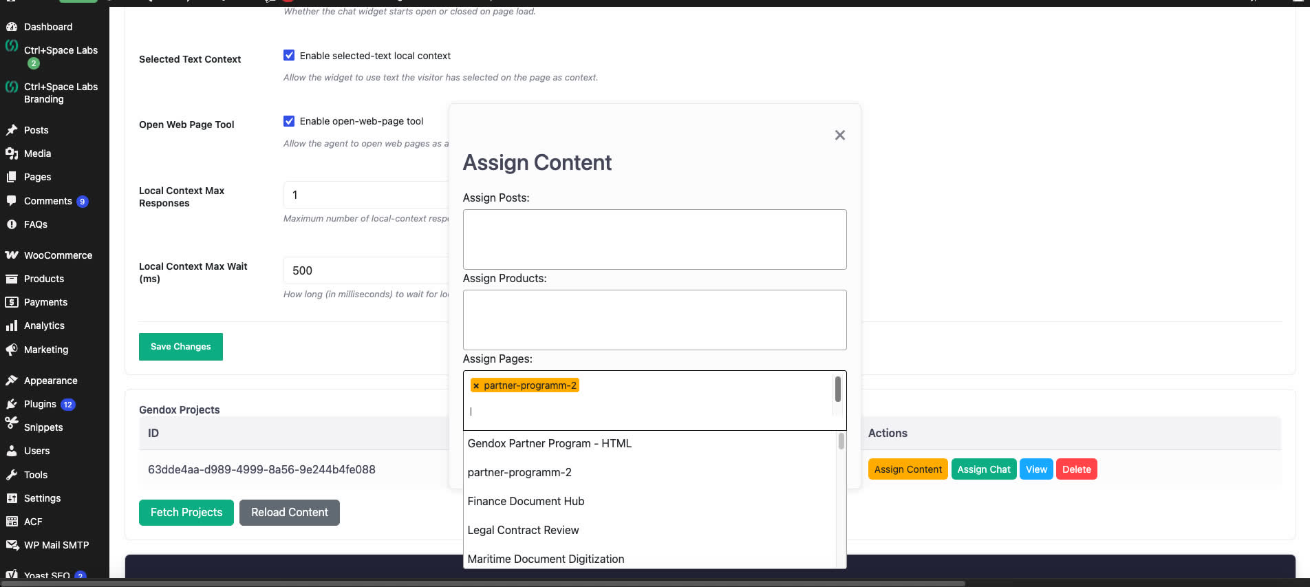Assign Content modal