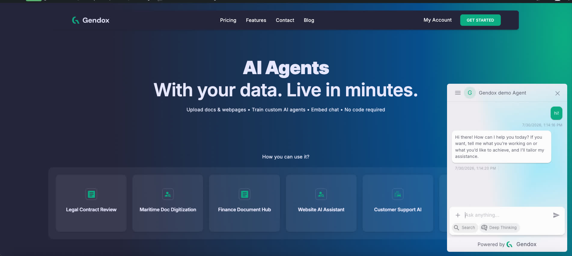 Chat widget on the live site