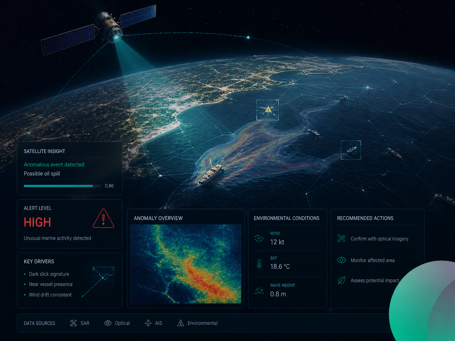 SeaScope workspace: map, editor, and AI chat panels